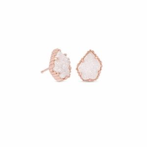 Kendra Scott Tessa Rose Gold Stud Earrings in Iridescent Drusy